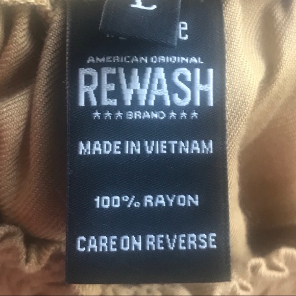 Rewash Gold Smock Waist Wide Leg Rayon Pants L - Picture 7 of 8